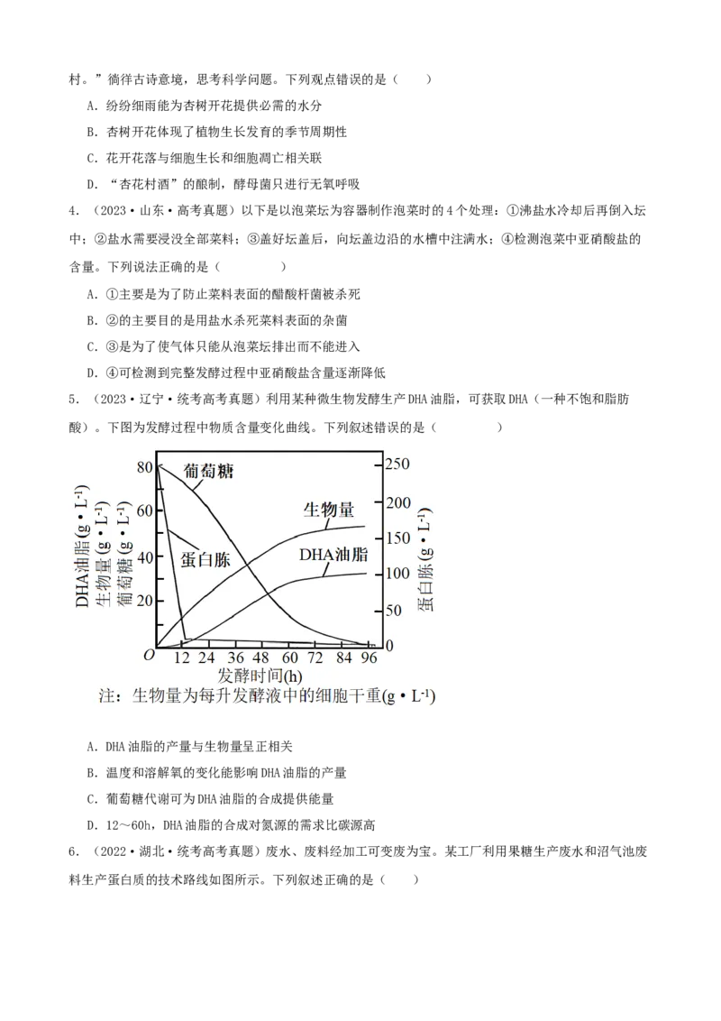 第38讲传统发酵技术和发酵工程的应用（讲义）（学生版）_新高考复习资料_2024年新高考复习资料_一轮复习资料_完2024年高考生物一轮复习讲练测(课件+讲义+练习)（新高考）_讲义+练习