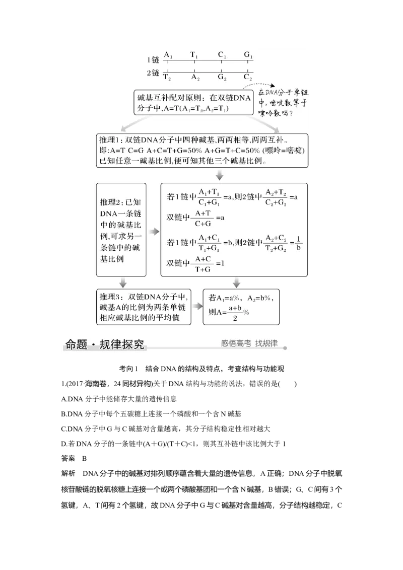 第17讲　DNA的结构、复制及基因的本质_新高考复习资料_2023年新高考复习资料_一轮复习_2023年新高考大一轮复习讲义_2023年高考生物一轮复习讲义（新人教新高考）_赠补充习题