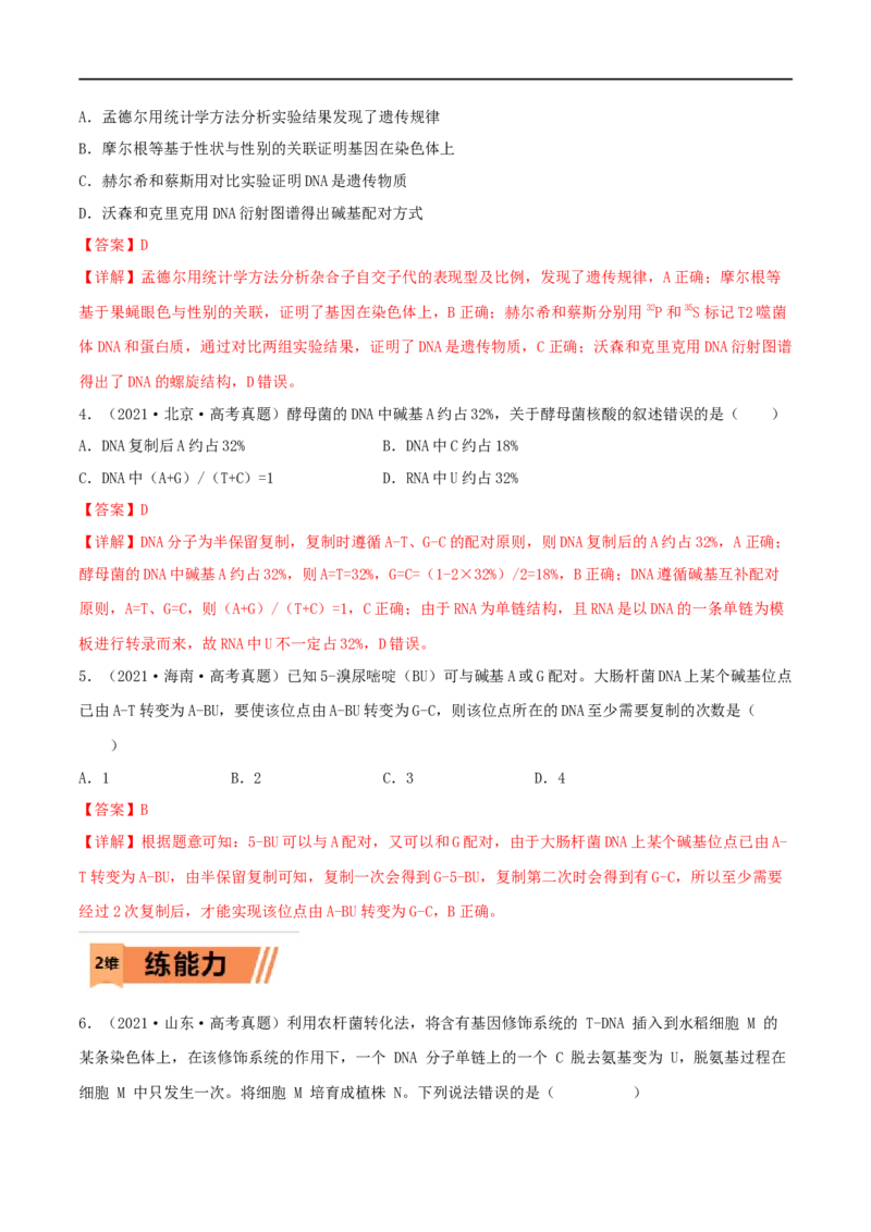 第17练DNA的结构、复制及基因的本质（解析版）_新高考复习资料_2023年新高考复习资料_一轮复习_2023年高考生物一轮复习小题多维练（新高考专用）