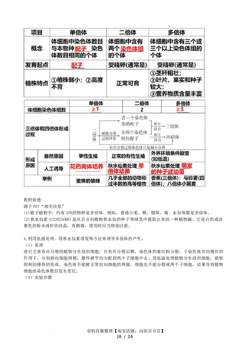 第23讲生物的变异（讲义）（教师版）_新高考复习资料_2024年新高考复习资料_一轮复习资料_完2024年高考生物一轮复习讲练测(课件+讲义+练习)（新高考）_讲义+练习