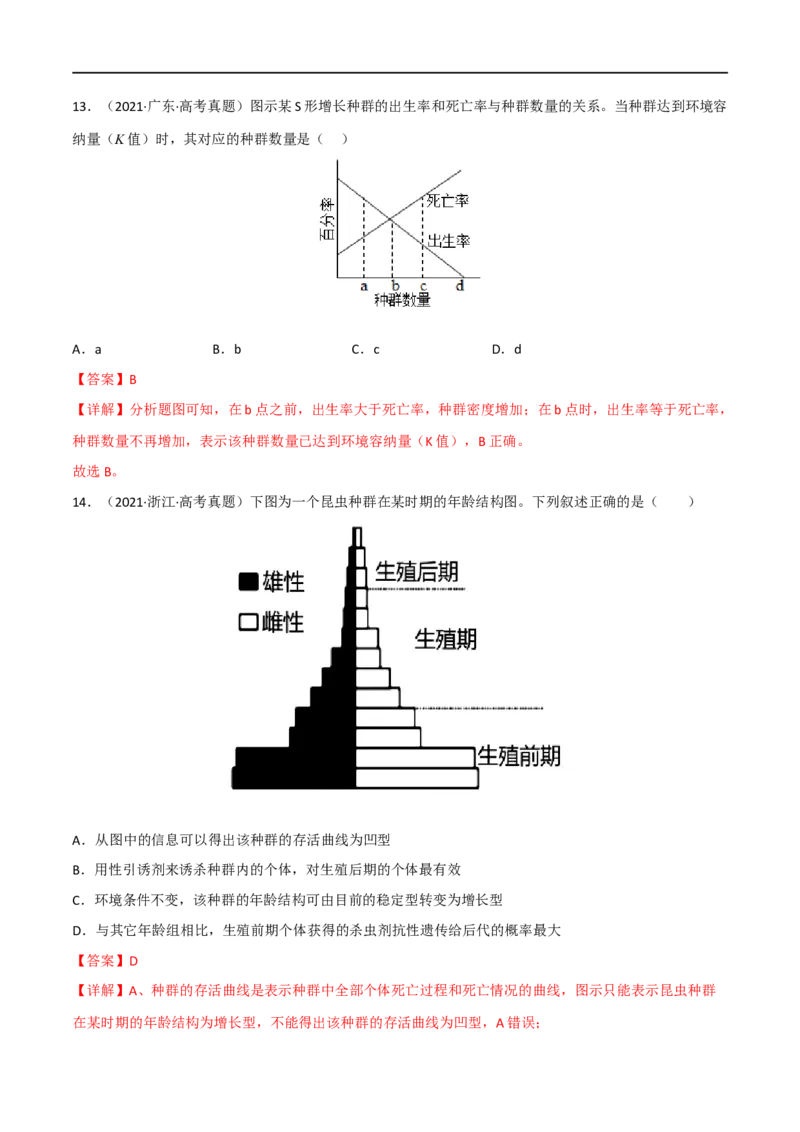 第27练种群及其动态（解析版）_新高考复习资料_2023年新高考复习资料_一轮复习_2023年高考生物一轮复习小题多维练（新高考专用）