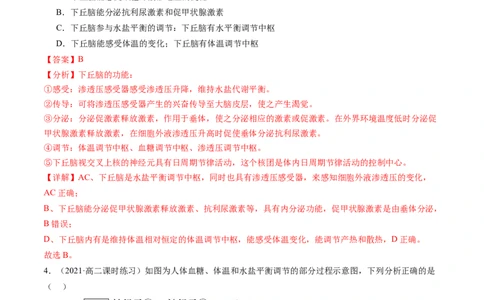 第28讲神经调节和体液调节的关系（练习）（解析版）_新高考复习资料_2024年新高考复习资料_一轮复习资料_完2024年高考生物一轮复习讲练测(课件+讲义+练习)（新高考）_讲义+练习