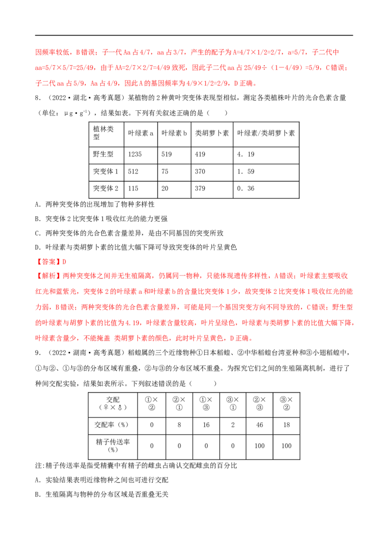 第21练生物的进化（解析版）_新高考复习资料_2023年新高考复习资料_一轮复习_2023年高考生物一轮复习小题多维练（新高考专用）