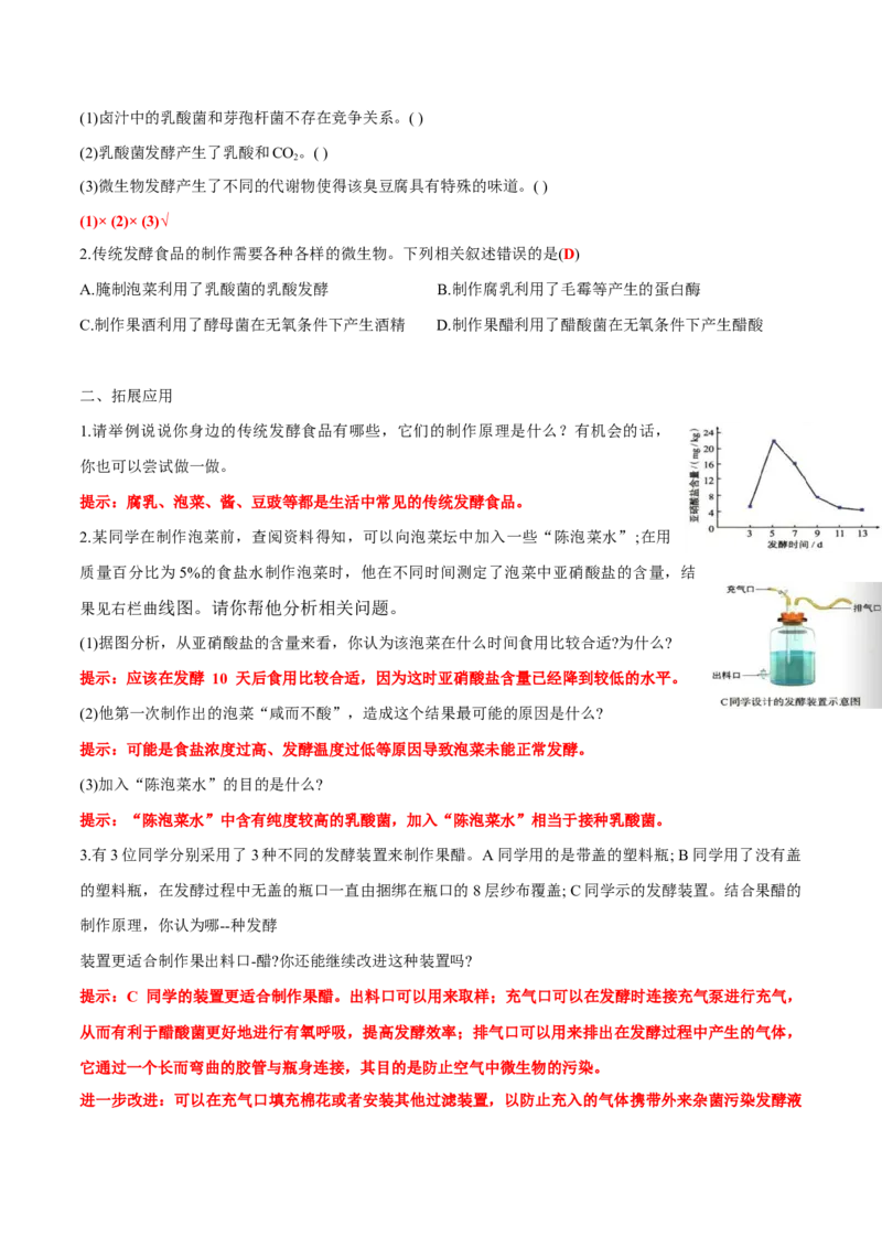 第1章发酵工程-查漏补缺2023年高考生物一轮复习教材必背细节与旁栏思考梳理汇总（新教材）（答案版）_新高考复习资料_2023年新高考复习资料_一轮复习