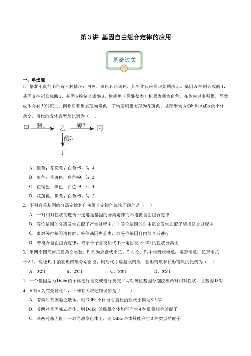 第3讲基因自由组合定律的应用（原卷版）_通用版（老高考）复习资料_2024年复习资料_完备战2024年高考生物一轮复习考点帮（全国通用）_专题六基因的传递规律