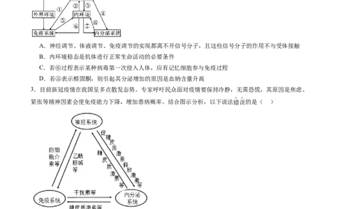 第31讲动物生命活动调节的综合分析（练习）（原卷版）_新高考复习资料_2024年新高考复习资料_一轮复习资料_完2024年高考生物一轮复习讲练测(课件+讲义+练习)（新高考）_讲义+练习