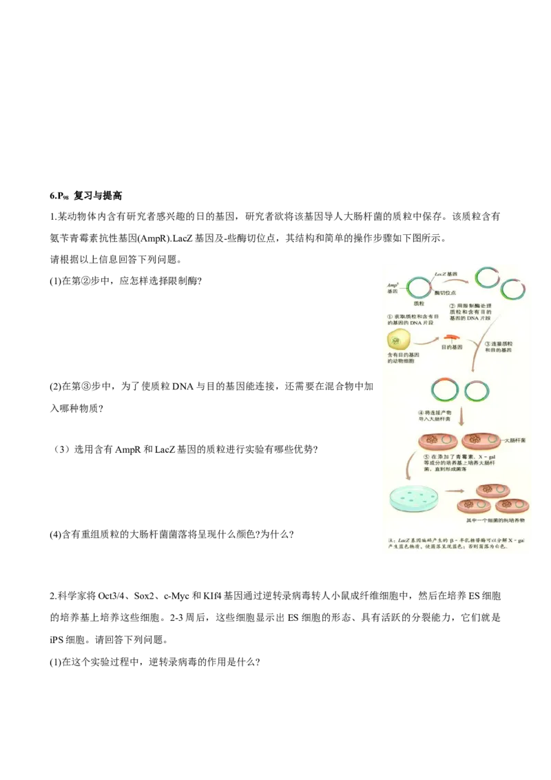 第3章基因工程-查漏补缺2023年高考生物一轮复习教材必背细节与旁栏思考梳理汇总（新教材）（学生版）_新高考复习资料_2023年新高考复习资料_一轮复习