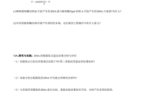 第3章基因工程-查漏补缺2023年高考生物一轮复习教材必背细节与旁栏思考梳理汇总（新教材）（学生版）_新高考复习资料_2023年新高考复习资料_一轮复习