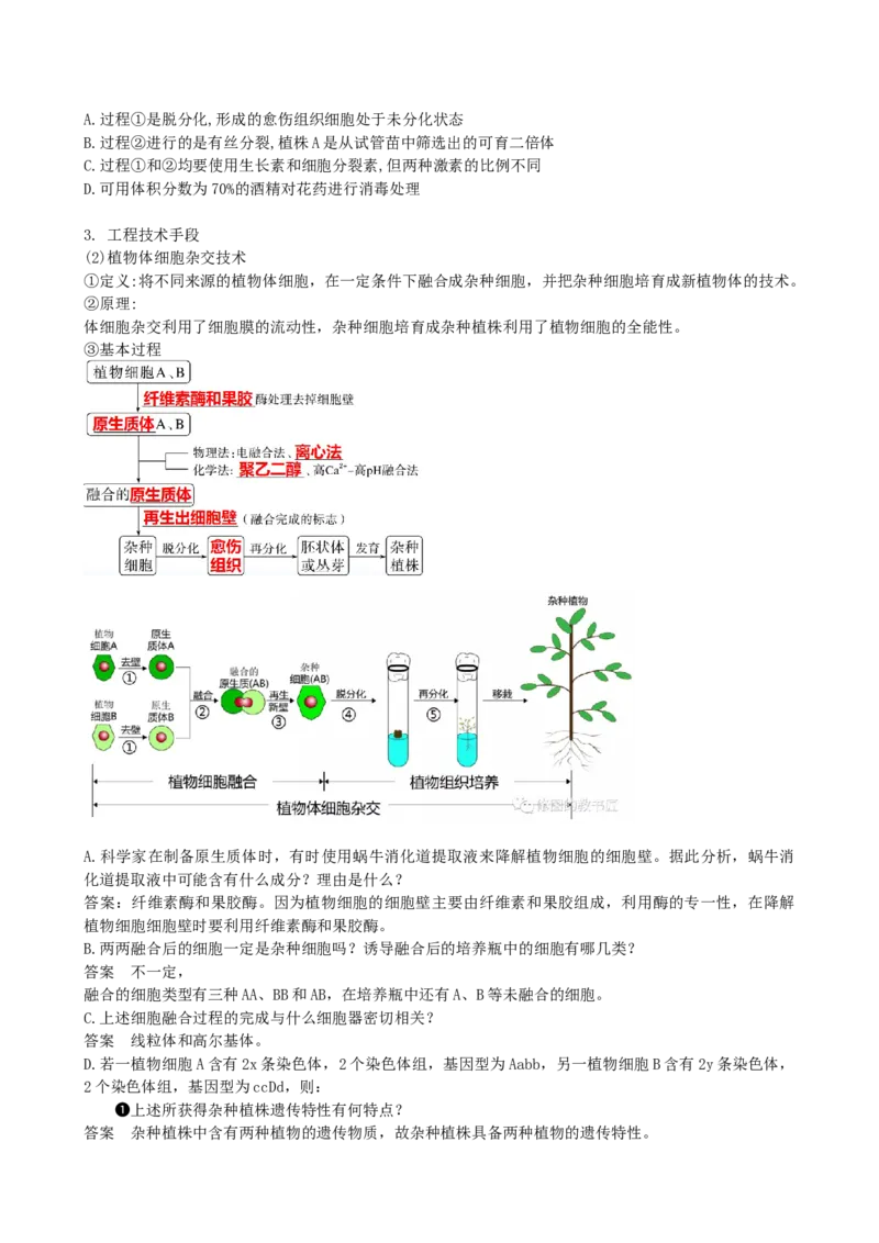 第40讲植物细胞工程（讲义）（学生版）_新高考复习资料_2024年新高考复习资料_一轮复习资料_完2024年高考生物一轮复习讲练测(课件+讲义+练习)（新高考）_讲义+练习