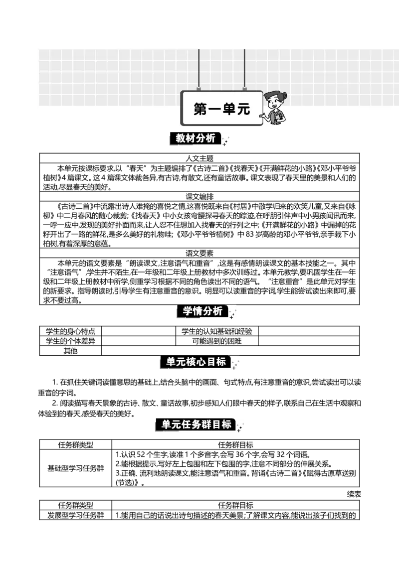 第一单元单元分析_部编人教版2年级下册语文_（赠送）新版-2025年2月二年级下册语文资料(课件+教案)(赠送资料-不需要就不下载)_1.第一单元_单元导引