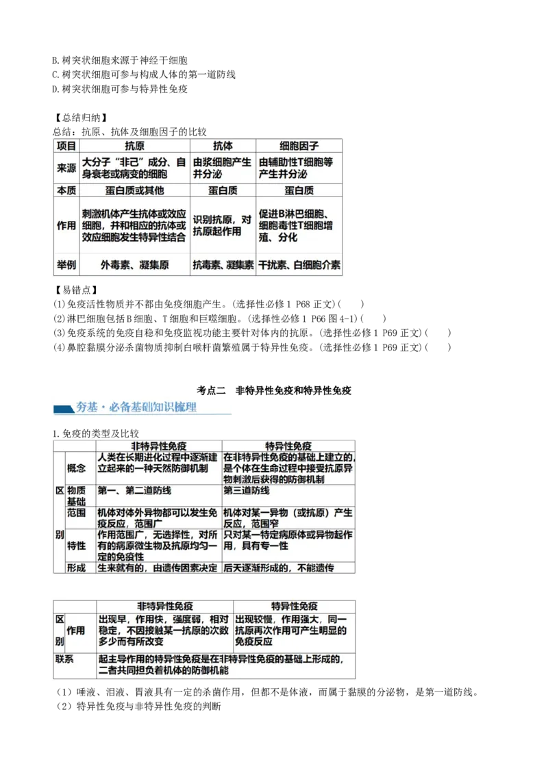 第29讲免疫调节（讲义）（学生版）_新高考复习资料_2024年新高考复习资料_一轮复习资料_完2024年高考生物一轮复习讲练测(课件+讲义+练习)（新高考）_讲义+练习