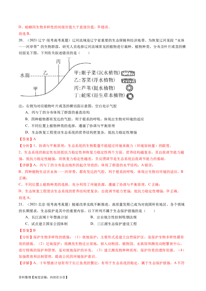 第37讲人与环境、生态工程（练习）（解析版）_新高考复习资料_2024年新高考复习资料_一轮复习资料_完2024年高考生物一轮复习讲练测(课件+讲义+练习)（新高考）_讲义+练习