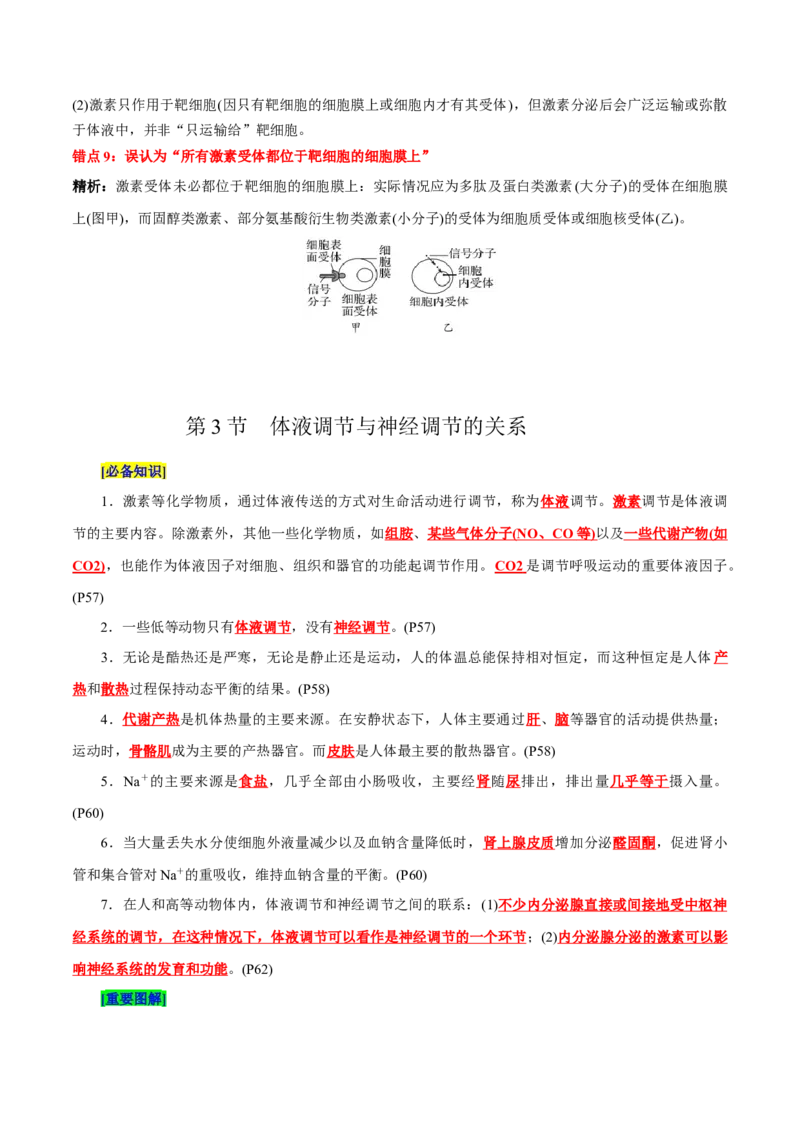 第3章体液调节（背诵版）_2025年新高考资料_专项复习_晨读晚默备战2025年高考生物必背知识清单_第3章体液调节-晨读晚默备战2025年高考生物必背知识清单