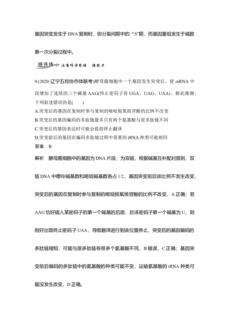 第19讲基因突变与基因重组_通用版（老高考）复习资料_2023年复习资料_一轮复习_2023年高考生物一轮复习讲义+课件（全国版）_2023年高考生物一轮复习讲义（全国版）_赠补充习题