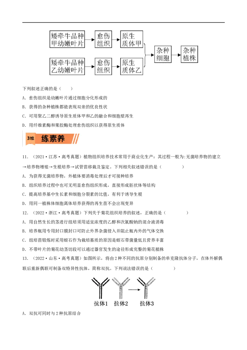 第33练细胞工程与胚胎工程（原卷版）_新高考复习资料_2023年新高考复习资料_一轮复习_2023年高考生物一轮复习小题多维练（新高考专用）