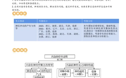 第26.2讲神经冲动的产生、传导和传递（讲义）（教师版）_新高考复习资料_2024年新高考复习资料_一轮复习资料_完2024年高考生物一轮复习讲练测(课件+讲义+练习)（新高考）_讲义+练习