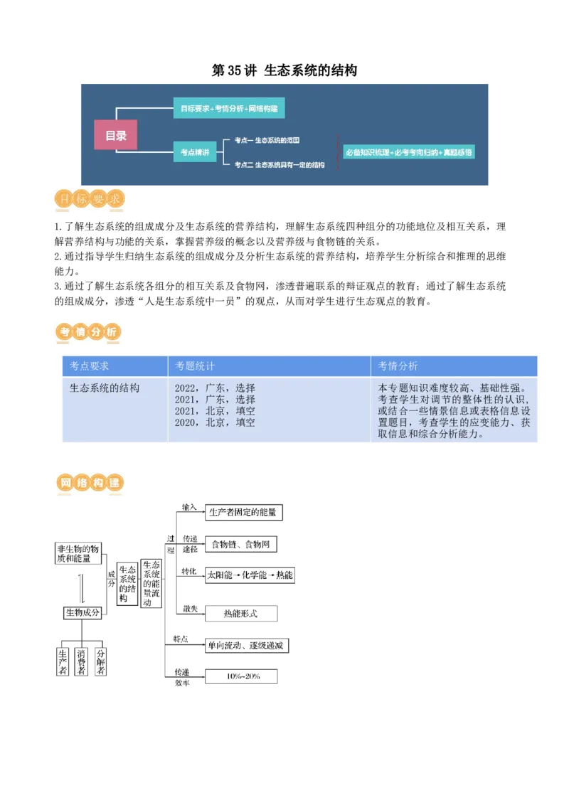 第35讲生态系统的结构（讲义）（学生版）_新高考复习资料_2024年新高考复习资料_一轮复习资料_完2024年高考生物一轮复习讲练测(课件+讲义+练习)（新高考）_讲义+练习