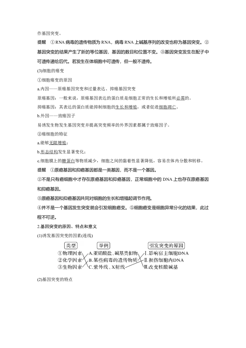 第19讲　基因突变与基因重组_新高考复习资料_2023年新高考复习资料_一轮复习_2023年新高考大一轮复习讲义_2023年高考生物一轮复习讲义（新人教新高考）_赠补充习题