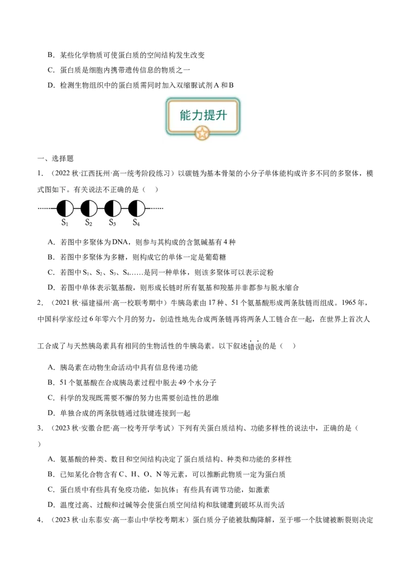 第3讲细胞中的蛋白质（原卷版）_通用版（老高考）复习资料_2024年复习资料_完备战2024年高考生物一轮复习考点帮（全国通用）_专题二细胞的物质基础