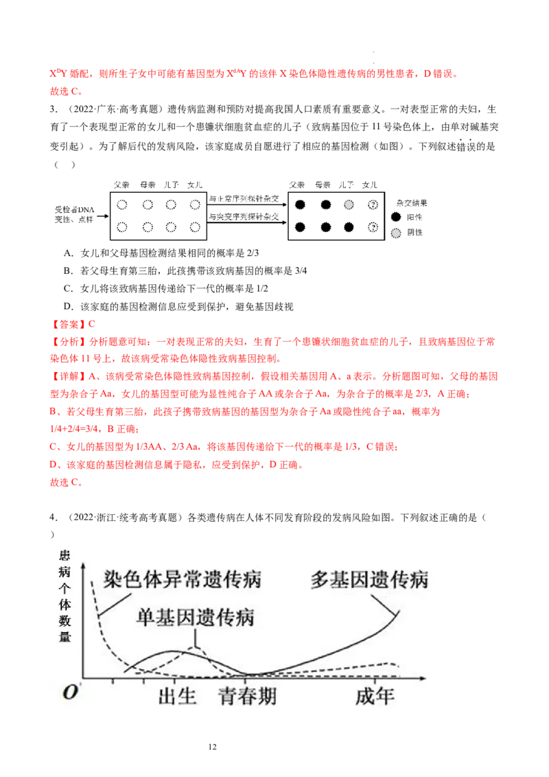 第18讲伴性遗传和人类遗传病（练习）（解析版）_新高考复习资料_2024年新高考复习资料_一轮复习资料_完2024年高考生物一轮复习讲练测(课件+讲义+练习)（新高考）_讲义+练习
