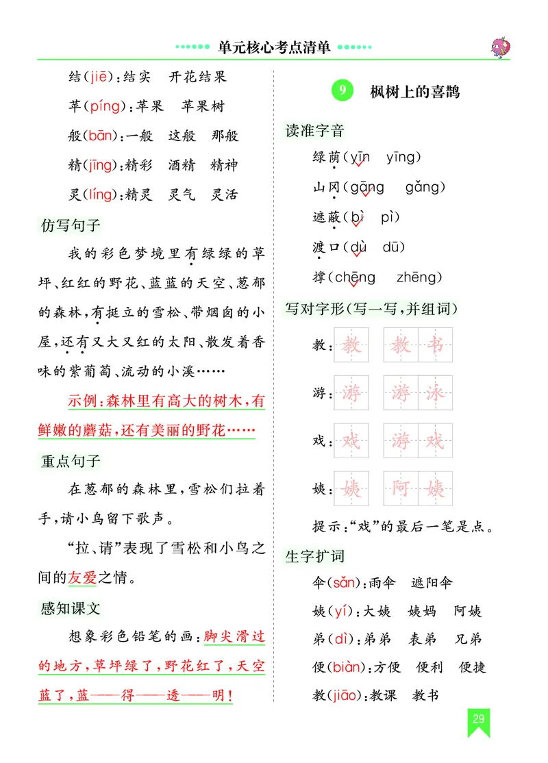 第四单元核心考点清单_部编人教版2年级下册语文_（赠送）新版-2025年2月二年级下册语文资料(课件+教案)(赠送资料-不需要就不下载)_4.第四单元_单元复习_第四单元知识小结