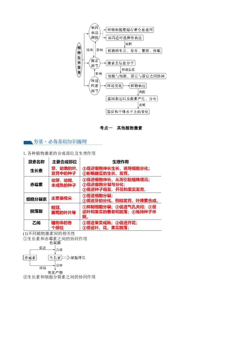 第32.2讲其他植物激素、植物生长调节剂的应用、环境因素参与调节植物的生命活动（讲义）（教师版）_新高考复习资料_2024年新高考复习资料_一轮复习资料_讲义+练习