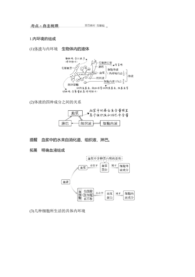 第22讲人体内环境稳态及实例_通用版（老高考）复习资料_2023年复习资料_一轮复习_2023年高考生物一轮复习讲义+课件（全国版）_2023年高考生物一轮复习讲义（全国版）_赠补充习题
