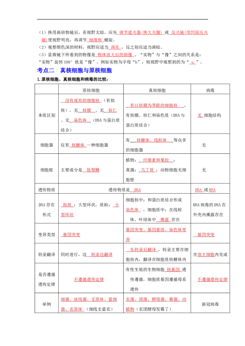 第2讲细胞的多样性和统一性-精准备考备战2023年高考生物一轮复习精品讲义（全国通用）（解析版）_通用版（老高考）复习资料_2023年复习资料_一轮复习