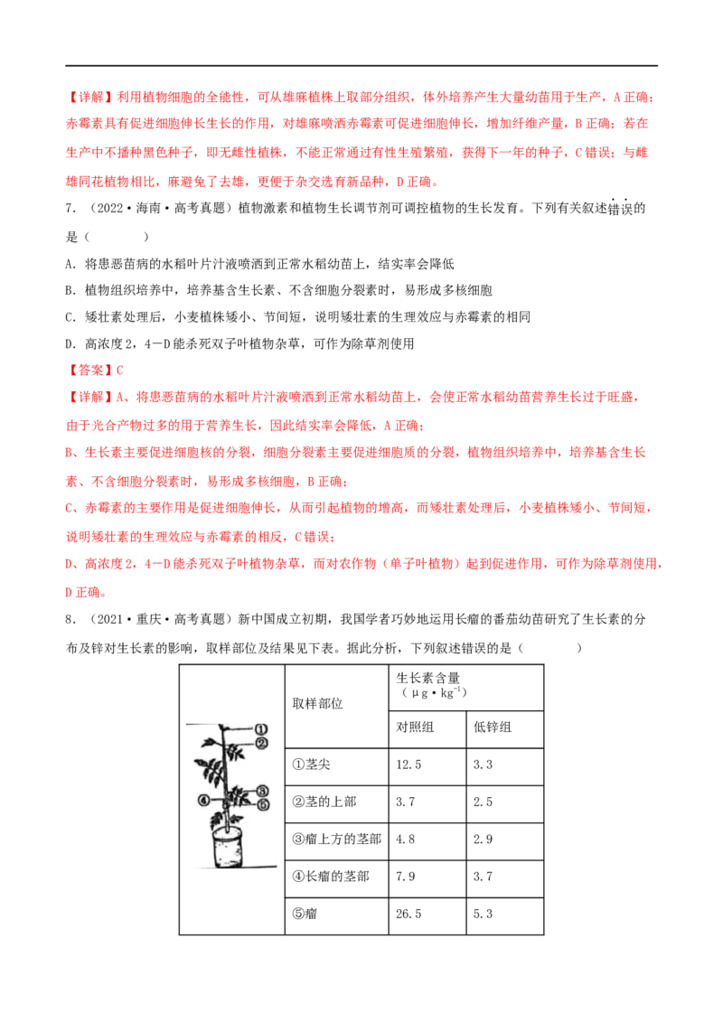 第26练植物激素调节（解析版）_新高考复习资料_2023年新高考复习资料_一轮复习_2023年高考生物一轮复习小题多维练（新高考专用）