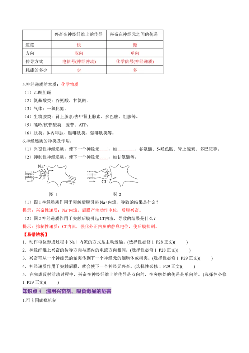 第25讲神经调节（第二课时，神经冲动的产生和传导、神经系统的分级调节和人脑的高级功能）（讲义）（原卷版）_2025年新高考资料_一轮复习