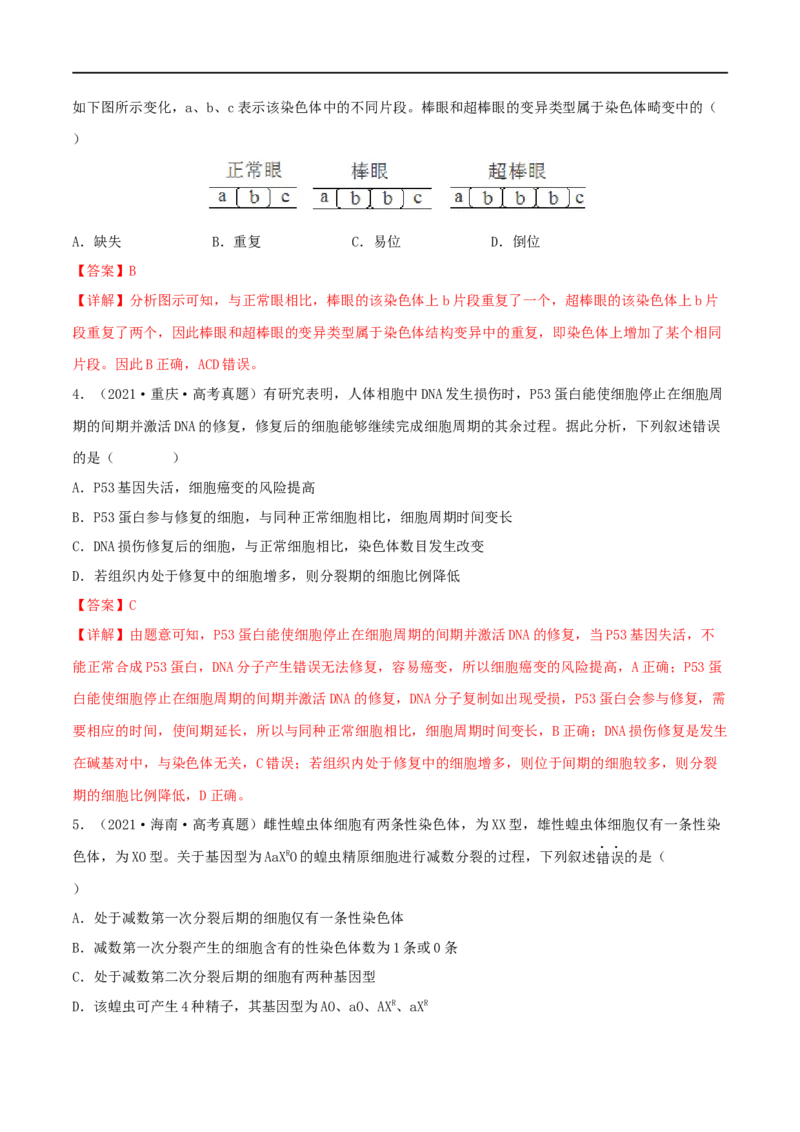 第20练染色体变异（解析版）_新高考复习资料_2023年新高考复习资料_一轮复习_2023年高考生物一轮复习小题多维练（新高考专用）
