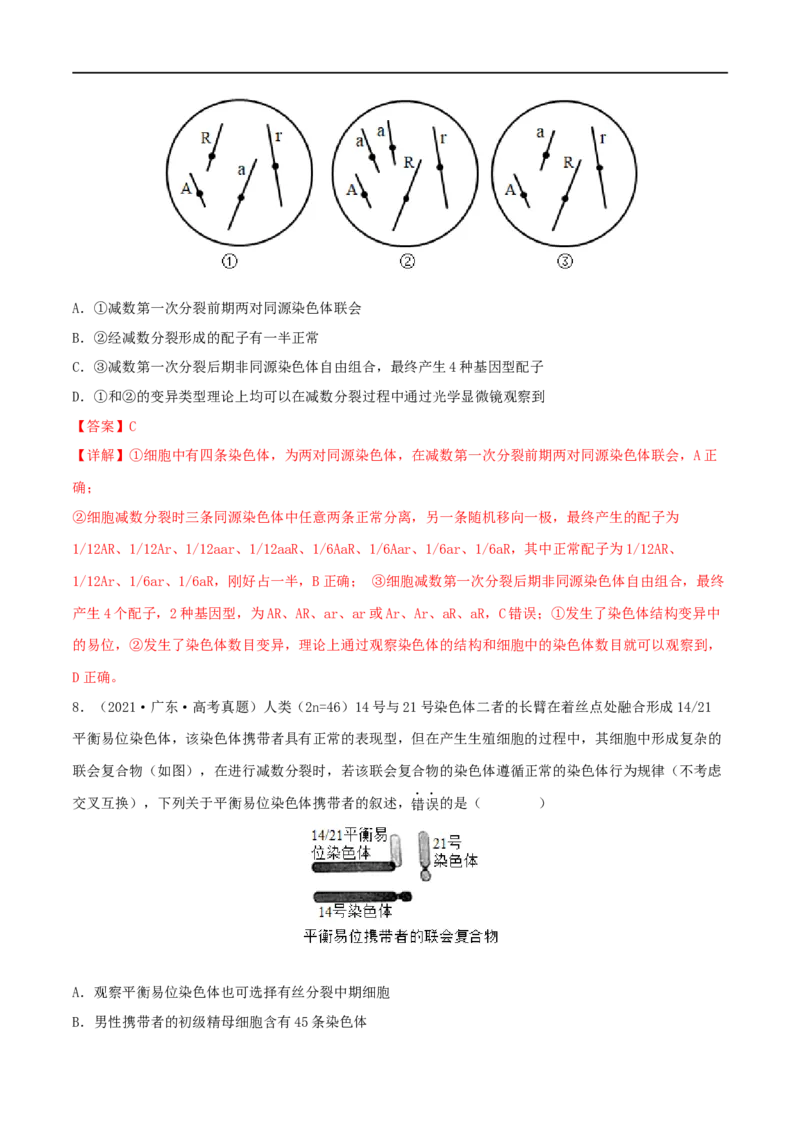 第20练染色体变异（解析版）_新高考复习资料_2023年新高考复习资料_一轮复习_2023年高考生物一轮复习小题多维练（新高考专用）