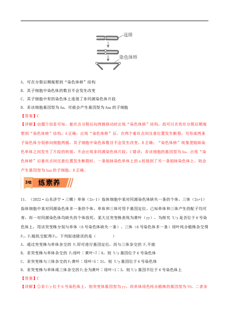 第20练染色体变异（解析版）_新高考复习资料_2023年新高考复习资料_一轮复习_2023年高考生物一轮复习小题多维练（新高考专用）
