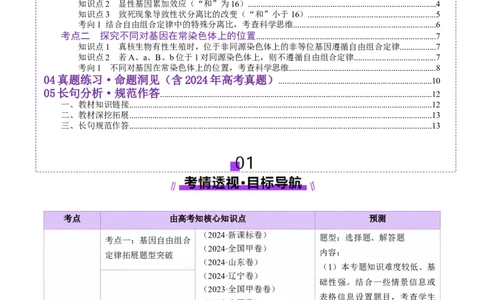 第16讲自由组合定律（第二课时）（讲义）（原卷版）_2025年新高考资料_一轮复习_2025年高考生物一轮复习讲练测（新教材新高考）