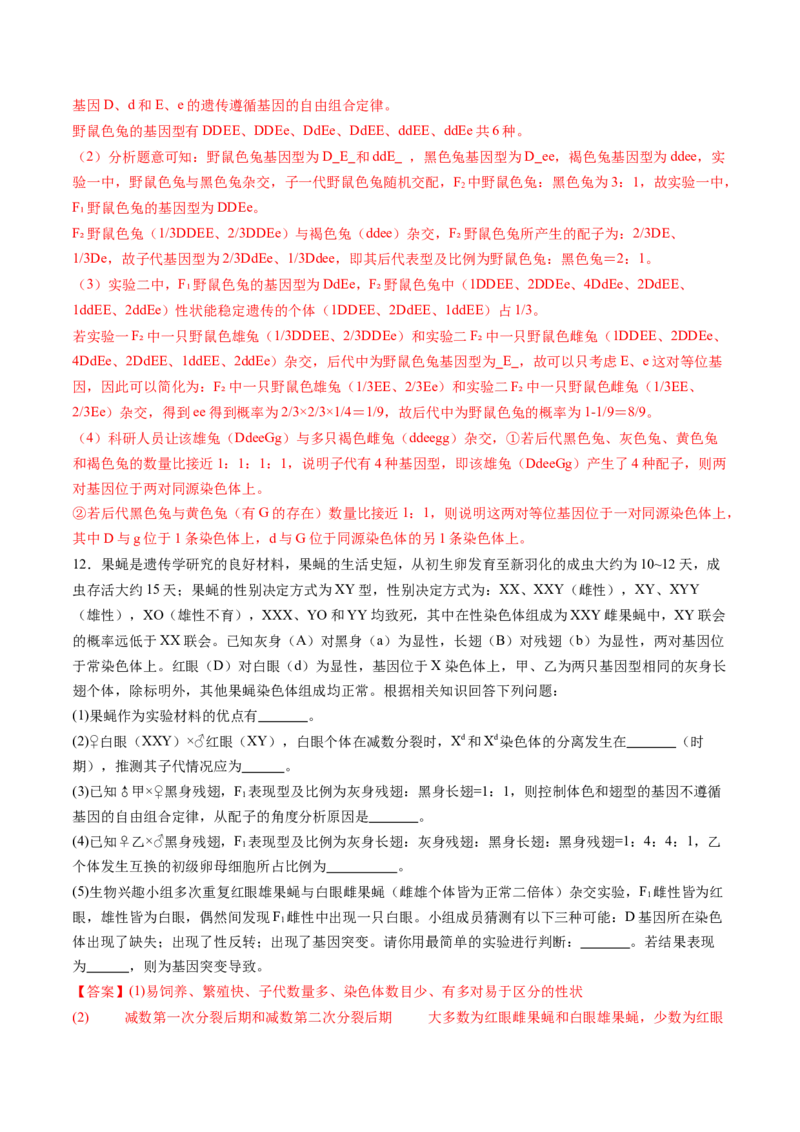 第16讲自由组合定律（第二课时）（练习）（解析版）_2025年新高考资料_一轮复习_2025年高考生物一轮复习讲练测（新教材新高考）