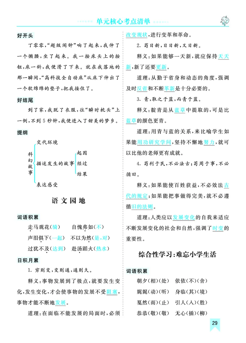 第五单元核心考点清单_部编人教版6年级下册语文_（赠送）新版-2025年2月六年级下册语文资料(课件+教案)(赠送资料-不需要就不下载)_5.第五单元_单元复习