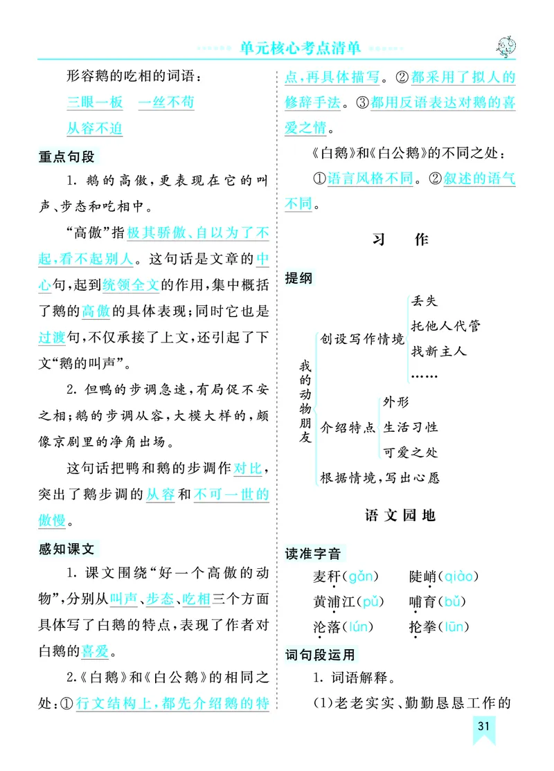 第四单元核心考点清单_部编人教版4年级下册语文_（赠送）新版-2025年2月四年级下册语文资料(课件+教案)(赠送资料-不需要就不下载)_4.第四单元_单元复习_第四单元知识小结