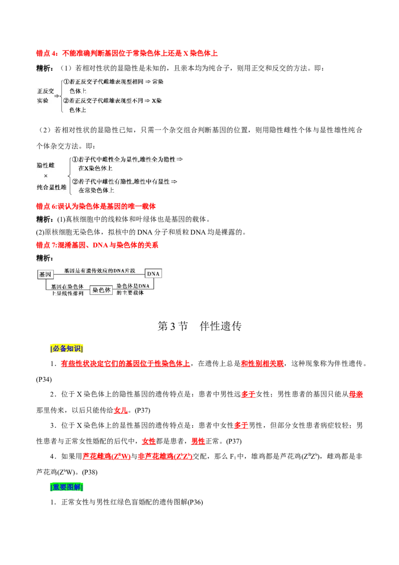 第2章基因和染色体的关系（背诵版）_2025年新高考资料_专项复习_晨读晚默备战2025年高考生物必背知识清单_第2章基因和染色体的关系-晨读晚默备战2025年高考生物必背知识清单