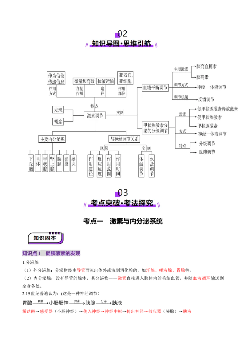 第26讲体液调节（讲义）（解析版）_2025年新高考资料_一轮复习_2025年高考生物一轮复习讲练测（新教材新高考）