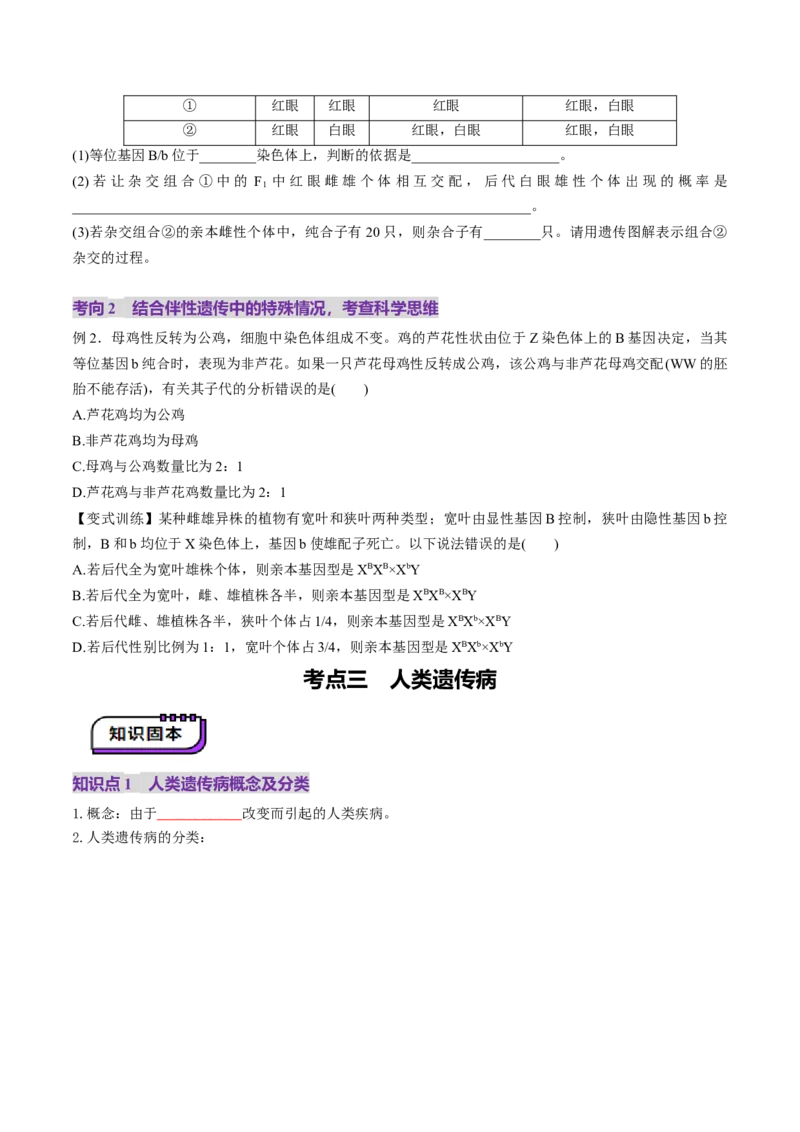第17讲伴性遗传和人类遗传病（讲义）（原卷版）_2025年新高考资料_一轮复习_2025年高考生物一轮复习讲练测（新教材新高考）