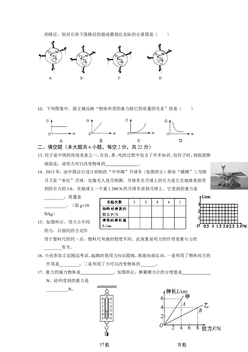 第七章《力》同步练习题含答案_初物_1初中物理