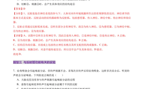第25讲神经调节（第一课时，神经调节的结构基础及基本方式）（练习）（解析版）_2025年新高考资料_一轮复习_2025年高考生物一轮复习讲练测（新教材新高考）