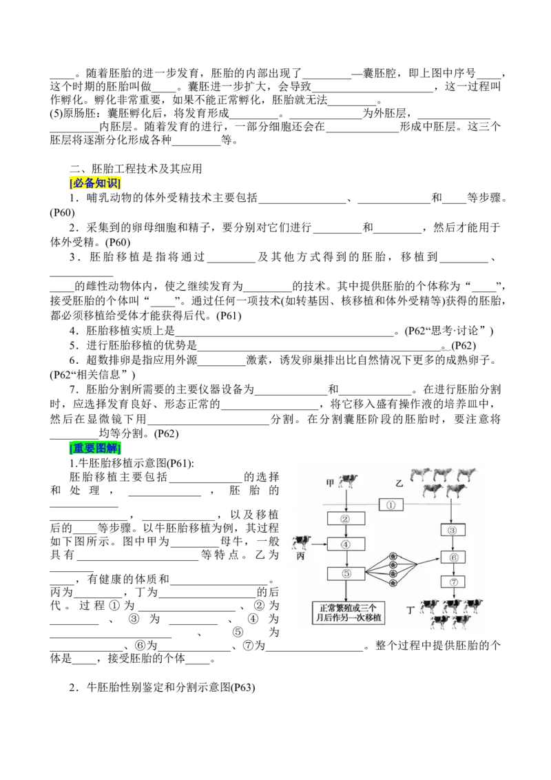 第2章细胞工程（填空版）_2025年新高考资料_专项复习_晨读晚默备战2025年高考生物必背知识清单_第2章细胞工程-晨读晚默备战2025年高考生物必背知识清单