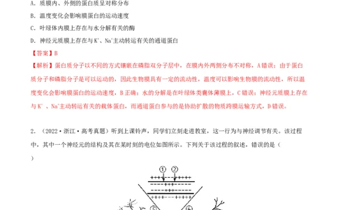 第23练神经调节（解析版）_新高考复习资料_2023年新高考复习资料_一轮复习_2023年高考生物一轮复习小题多维练（新高考专用）