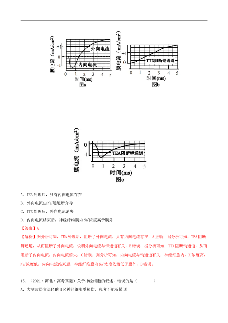 第23练神经调节（解析版）_新高考复习资料_2023年新高考复习资料_一轮复习_2023年高考生物一轮复习小题多维练（新高考专用）