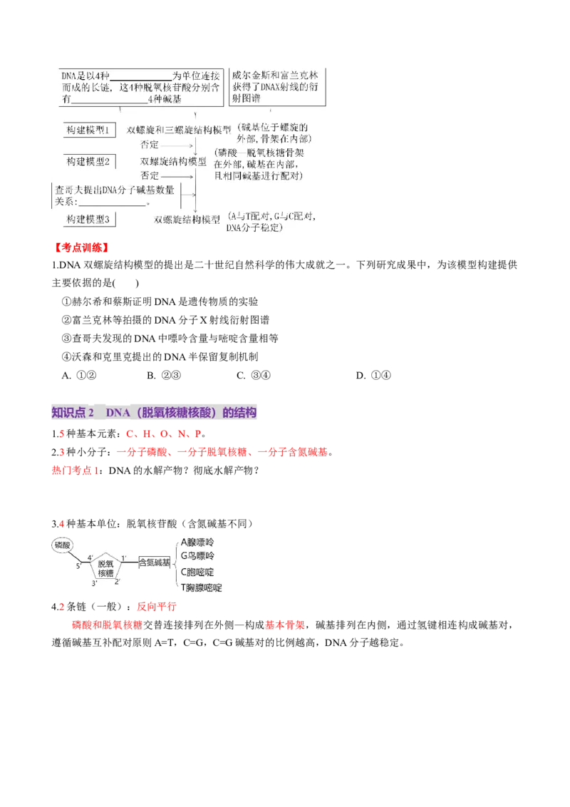 第20讲DNA分子的结构、复制与基因的本质（讲义）（原卷版）_2025年新高考资料_一轮复习_2025年高考生物一轮复习讲练测（新教材新高考）