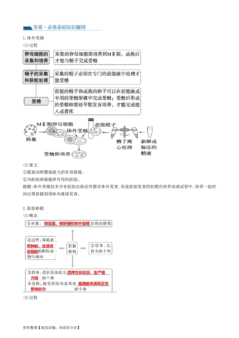 第42讲胚胎工程（讲义）（教师版）_新高考复习资料_2024年新高考复习资料_一轮复习资料_完2024年高考生物一轮复习讲练测(课件+讲义+练习)（新高考）_讲义+练习