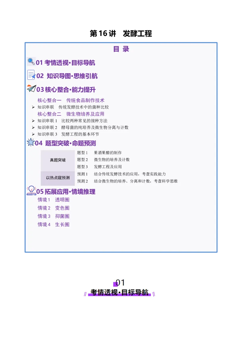 第16讲+发酵工程（讲义）（原卷版）_2025年新高考资料_二轮复习_01高考语文等多个文件_上好课2025年高考生物二轮复习讲练测（新高考通用）
