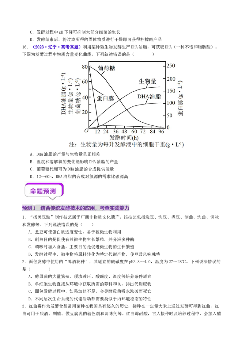 第16讲+发酵工程（讲义）（原卷版）_2025年新高考资料_二轮复习_01高考语文等多个文件_上好课2025年高考生物二轮复习讲练测（新高考通用）