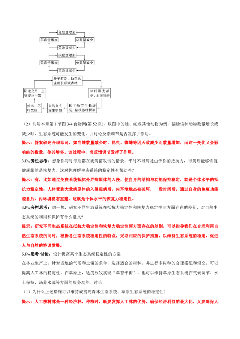 第3章生态系统及其稳定性-查漏补缺2023年高考生物一轮复习教材必背细节与旁栏思考梳理汇总（新教材）（答案版）_新高考复习资料_2023年新高考复习资料_一轮复习
